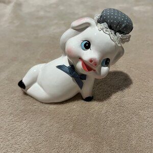 Ceramic Pig Figurine Made In Taiwan. Perfect for pig collector pin cushion ? Sew